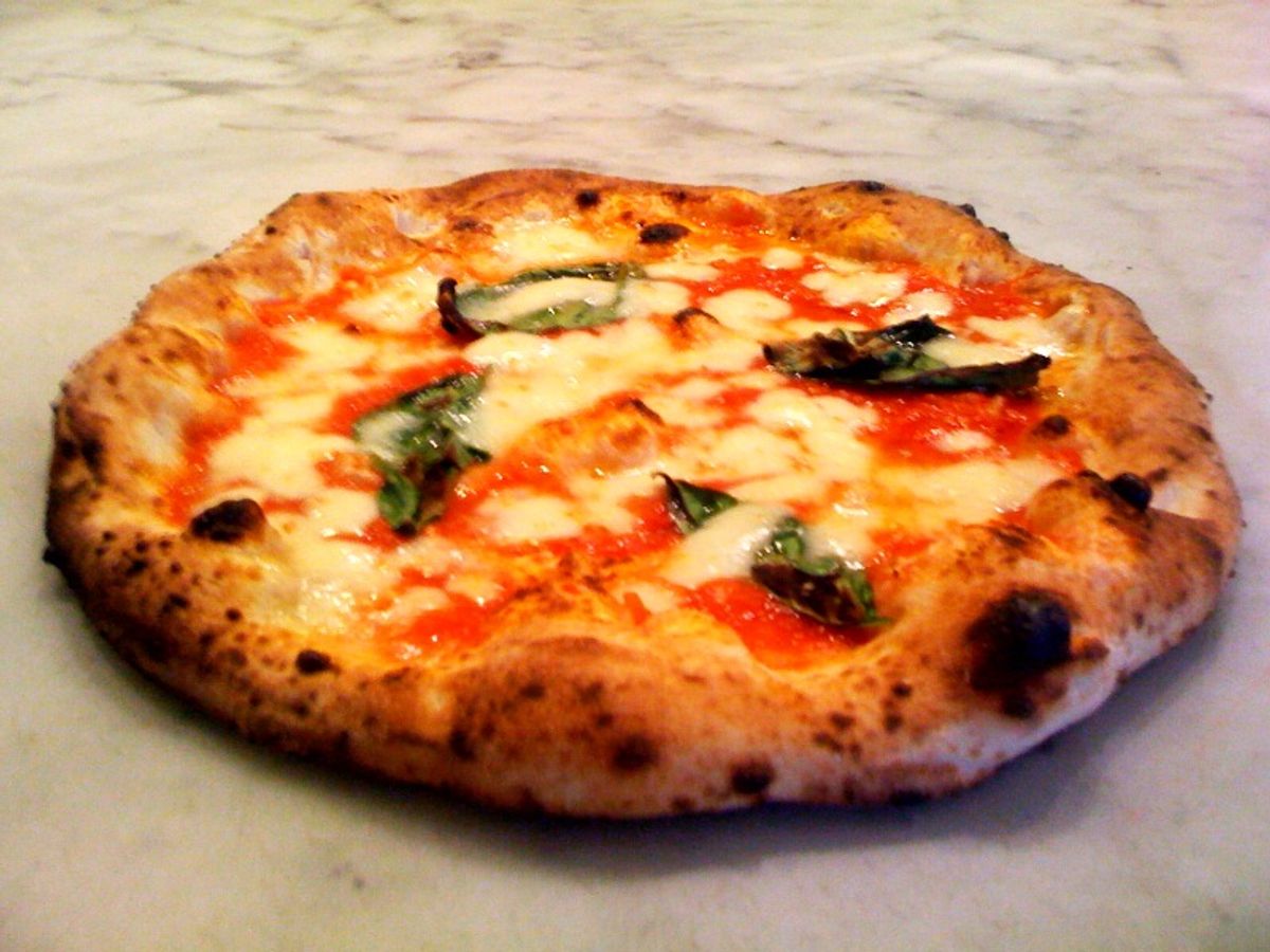 Homemade Neapolitan margherita pizza