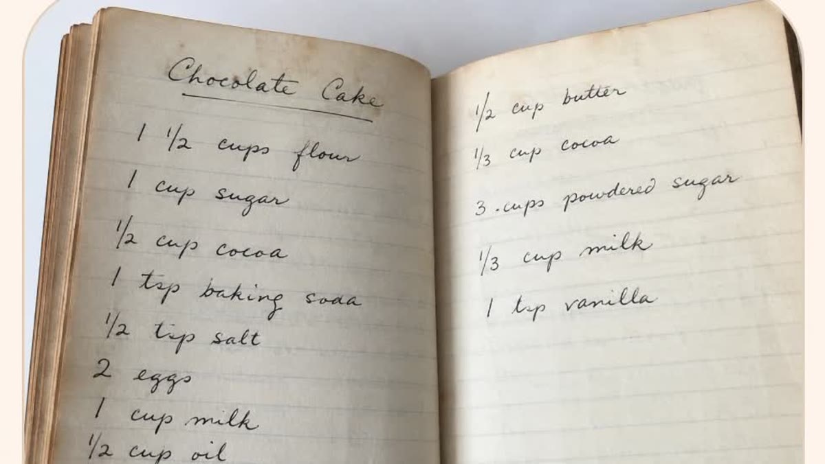 A handwritten recipe in an old notebook — save any recipe from a photo